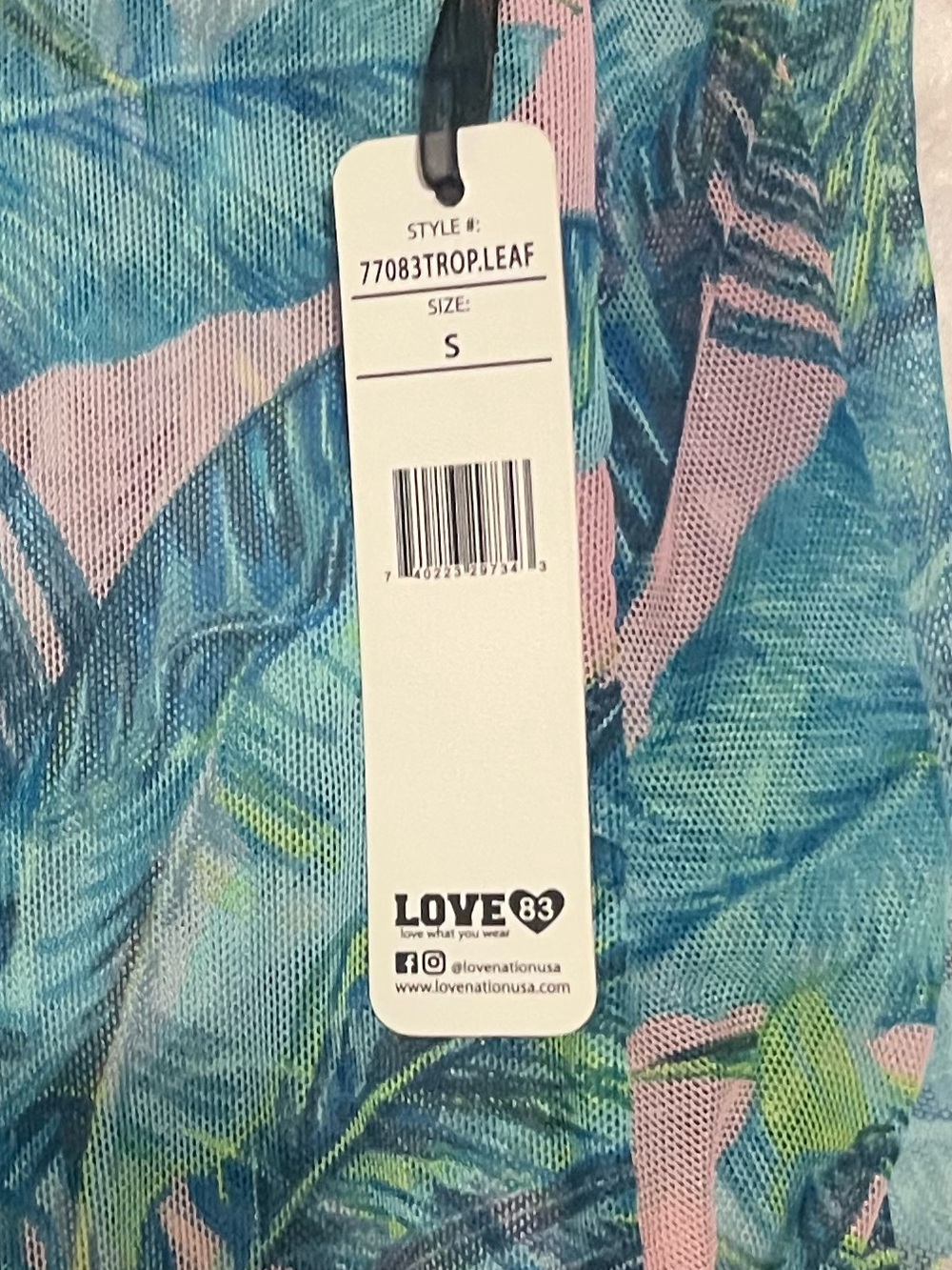 NWT Tropical Leaf Print Wide-Leg Mesh Poolside Flare Pants - Teal & Pink 🩷💚 - Picture 3 of 4